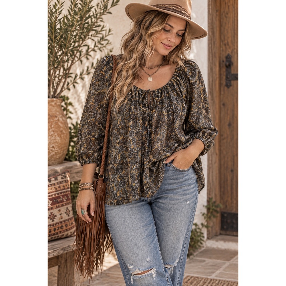 Lansend Paisley‎ Print Women's Top